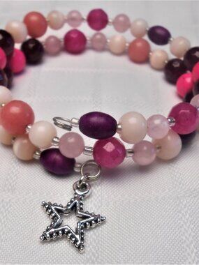 Handmade jewelry set with memory wire bracelets and earrings No 145